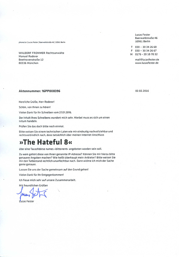 Waldorf Frommer - The Hateful 8