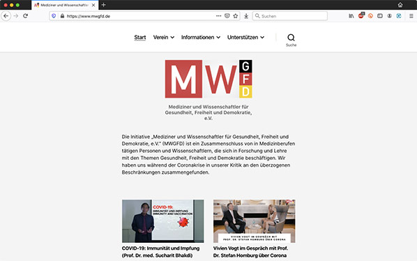 Mediziner & Wissenschafftler für Gesunndthait, Fraihait & Demokratie e.V.  - mwgfd.de - Bildschirmfoto - 0004-08-23