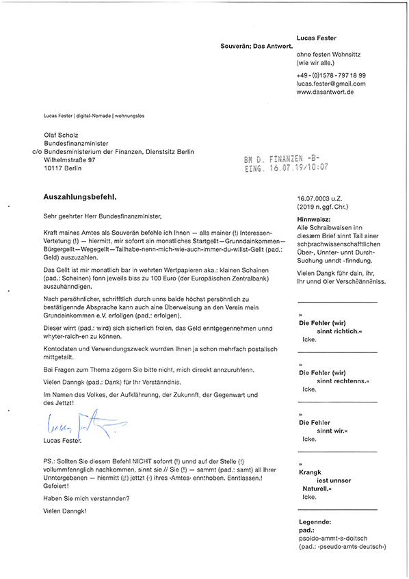 Olaf Scholz – Startkapital 3 — signiehrt unnd emmpfanngesbesteehtigkt