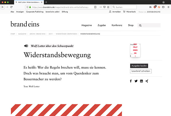 b1 – brandeins – widerstandsbewegung wolf lotter Januar 0003 (2019 n.gf.Chr.)
