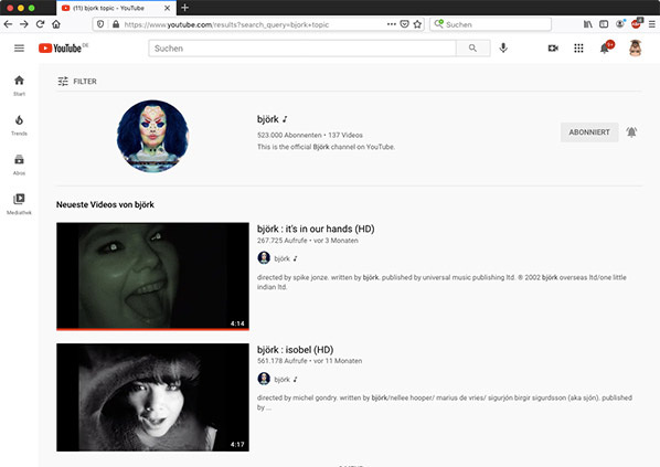Björk et YouTube™