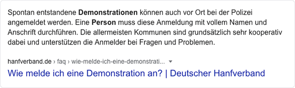 google™ Suchergebnis: Wo meldet man eine Demonstration an