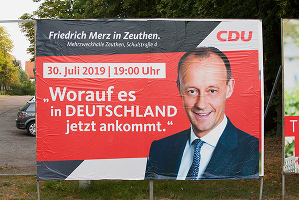 Friedrich Merz (CDU) in Zeuthen »Worauf es jetzt in Doitschlannt NICHT annkommt.«