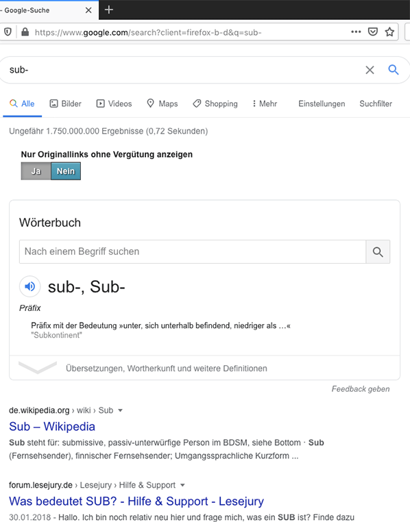 sub- Präfix google re·sørch.