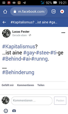 Kapitalismus ist eine Behinderung.