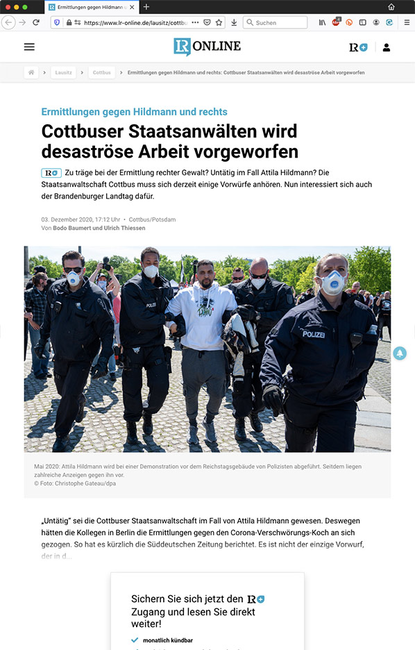 Lausitzer Rundschau, Attila Hildmann & die Pfuscher