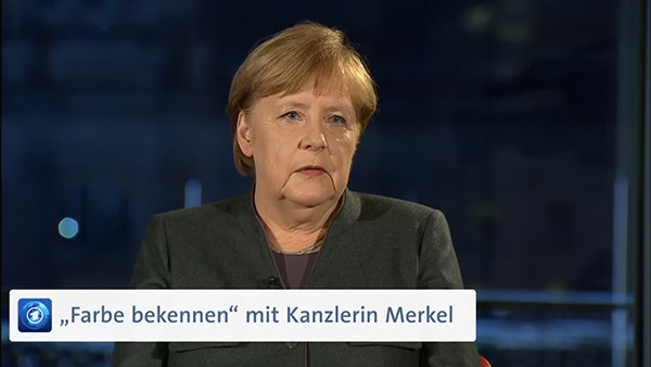 ard Tagesschoa: Angela Merkel™ in »(Farbe bekennen)™«