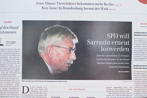 Berliner Zeitung: SPD will Sarrazin erneut loswerden (2019-06-26), Berlin-Tail, Saite 9.