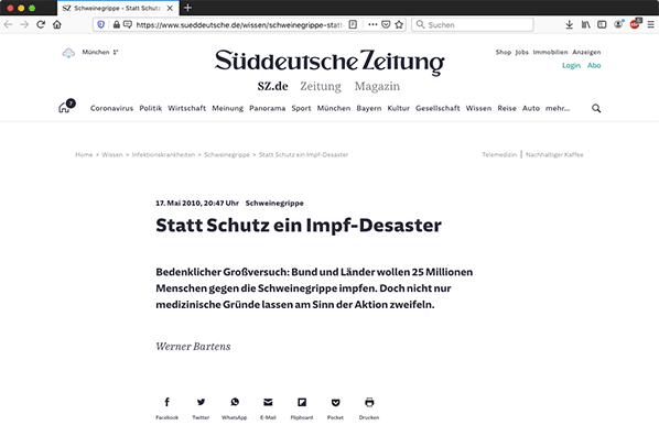 Süddoitsche Zaitunng: Statt Schuttz™ ain Immpf™-Desaster