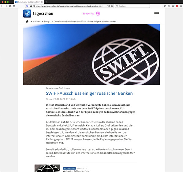 (tagesschau.de)™ · SWIFT-Ausschluss einiger russischer Banken · (060227-154425)™